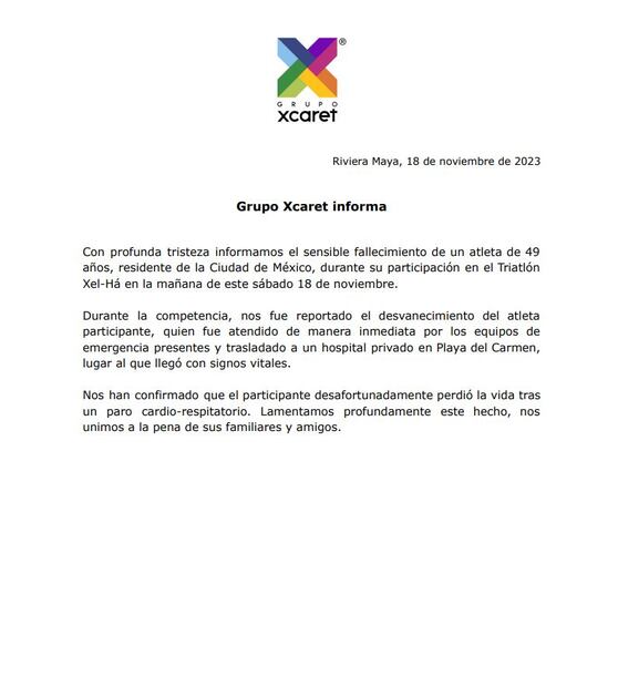Comunicado de Grupo Xcaret