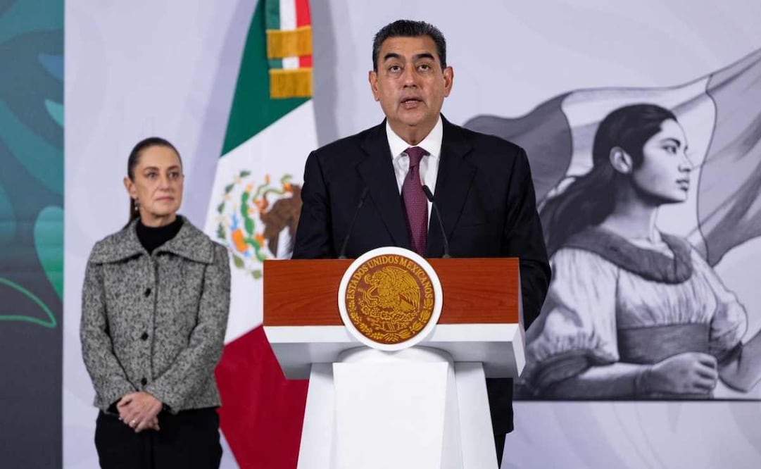 Sergio Salomón Céspedes Peregrina, comisionado del Instituto Nacional de Migración (INM), durante la mañanera del 18 de diciembre del 2025. Foto: Hugo Salvador/ EL UNIVERSAL