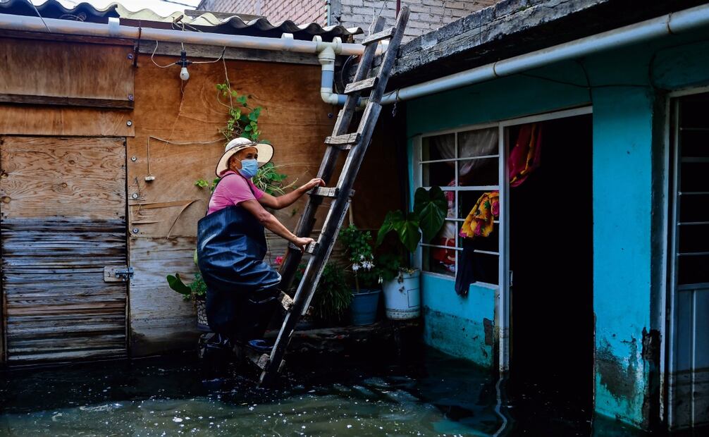 María Antolina y Pablo tienen que subir una escalera de madera para llegar a la azotea de la vecina, que conecta con el patio de su casa. Foto Hugo Salvador | El Universal