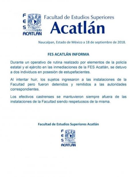 Vigilancia de la UNAM entrega al Ejército a 2 presuntos narcomenudistas