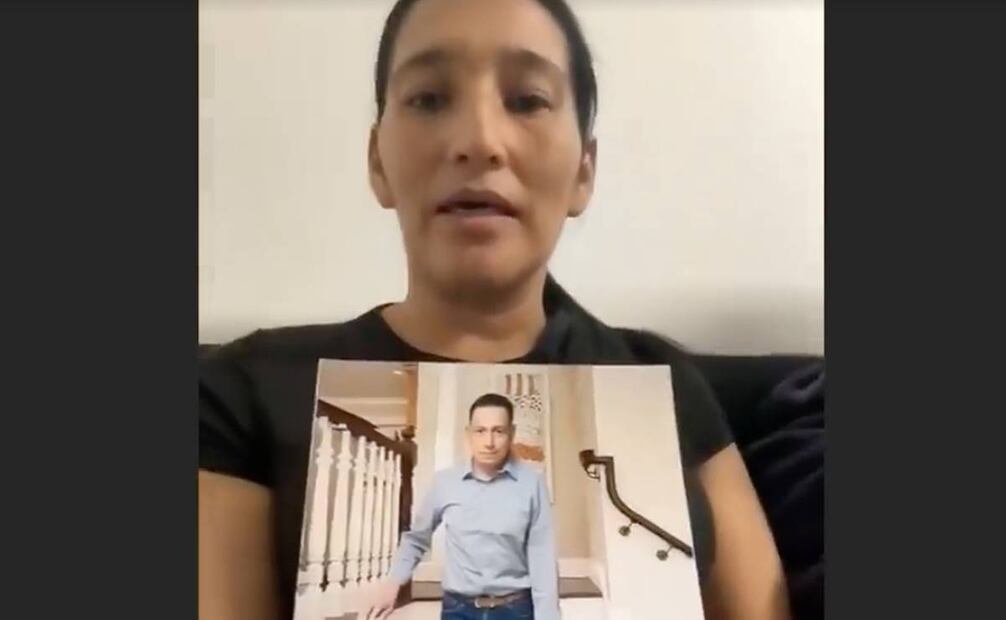 Mujer originaria de El Salvador, quien perdió a su esposo en el incendio de la estación migratoria / Captura de pantalla