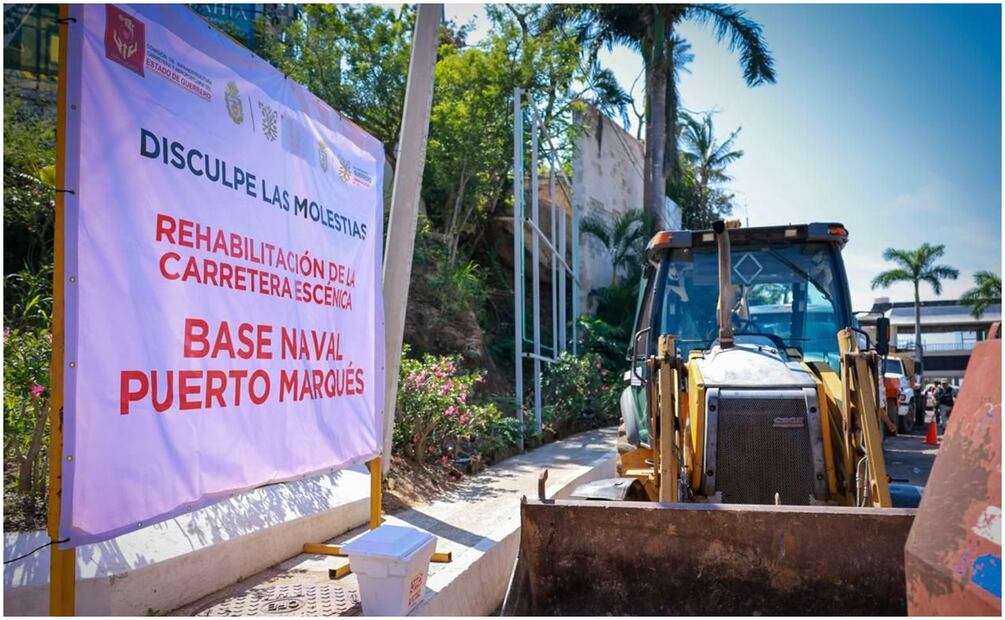 Trabajos de rehabilitación de Avenida Escénica en Acapulco, Guerrero (5/11/2024). Foto: Especial
