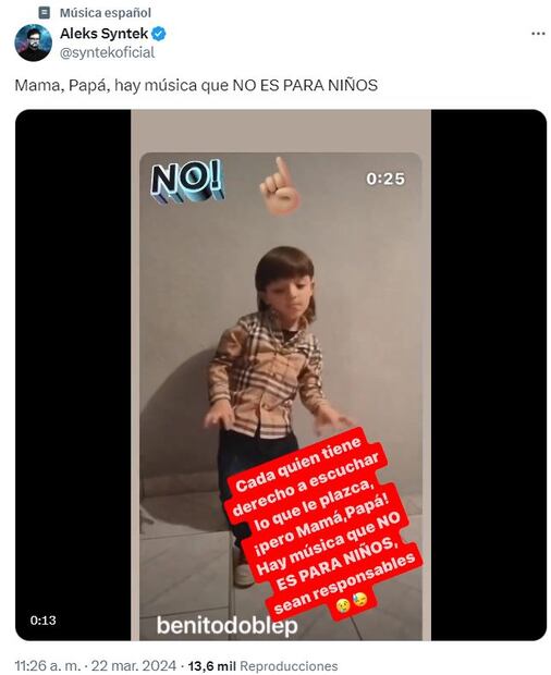 Aleks Syntek muestra su desacuerdo con este contenido