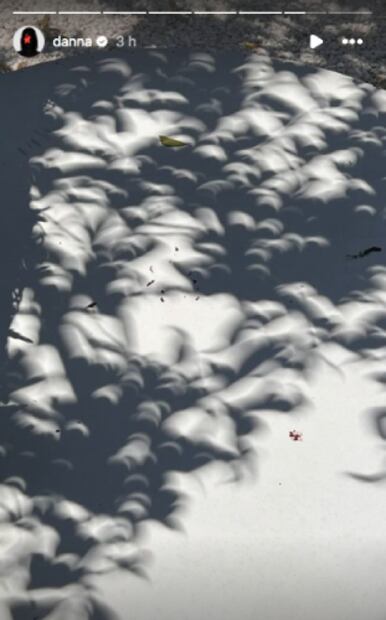 La cantante fotografió las sombras de la luna en el piso. Foto: Instagram.