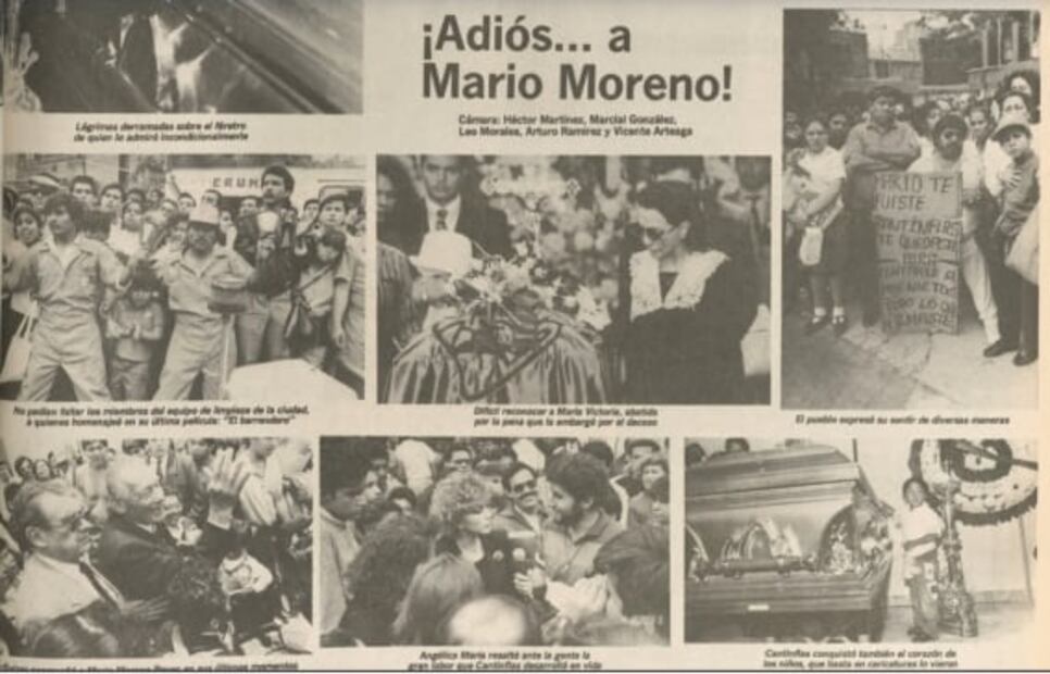 Los seguidores de Cantinflas salieron a las calles a despedir a su ídolo. María Victoria, con lentes oscuros, se acercó al ataúd del cómico. Foto: Hemeroteca EL UNIVERSAL.