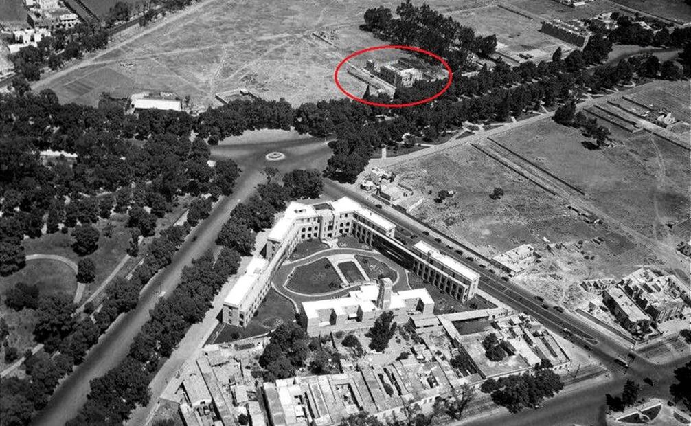 Esta toma aérea de 1931 muestra en primer plano la sede de la Secretaría de Salud que diseñó Carlos Obregón Santacilia, en la esquina de Reforma con la entonces Calzada de Tcubaya. Más arriba, en un círculo rojo, se encuentra la Casa O'Hea, en lo que era la colonia Reforma-Chapultepec. Colección Rafael Fierro Gossman.