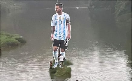 Insólito: en India realizaron una gigantografía de Lionel Messi sobre un río