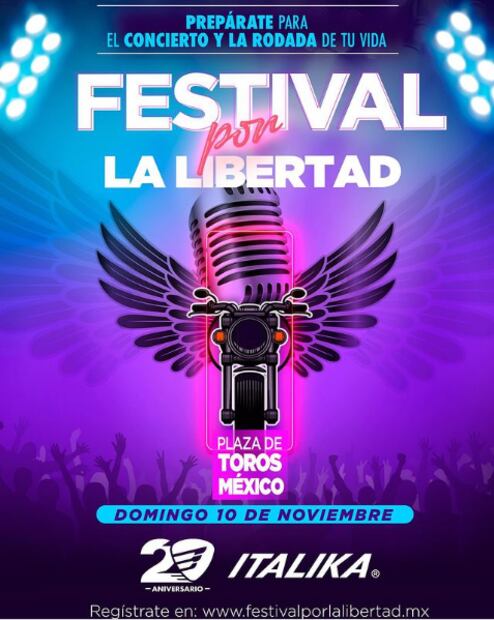 Descubre como puedes asistir al concierto y la rodada especial para celebrar los 20 años de Italika. Foto: Italika