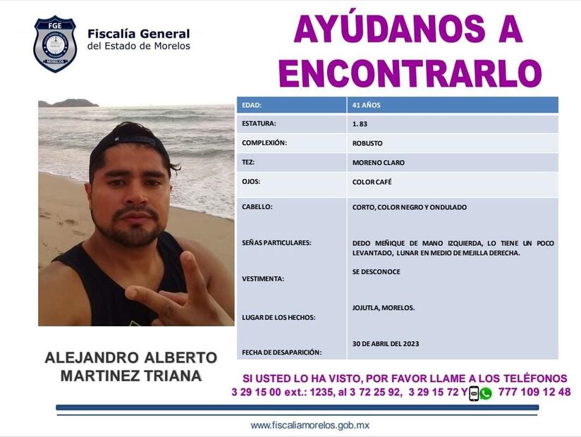 Ficha de búsqueda de Alejandro Alberto Martínez Foto: Especial