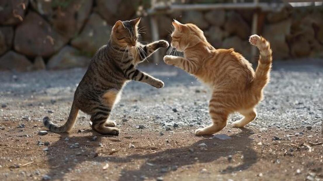 Estrategias para reducir las peleas entre gatos. Fuente: Freepik.
