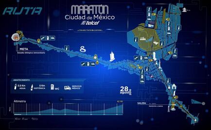 Mapa. Alternativas viales por el Maratón CDMX