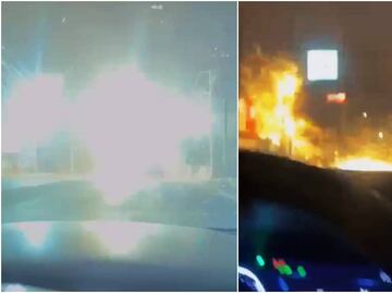 VIDEO: Rayo cae en poste y provoca explosión eléctrica, durante la tormenta de arena en Guaymas, Sonora