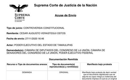Tamaulipas presenta controversia ante la Corte por desaparición de fideicomisos