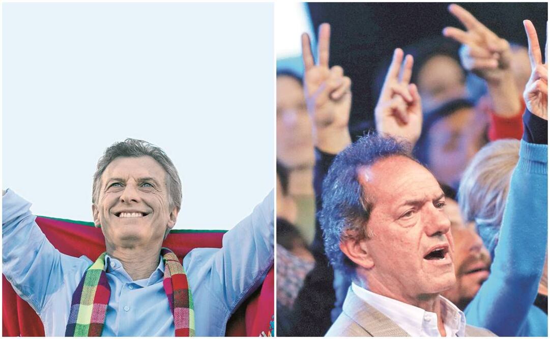 Mauricio Macri (izq.), candidato del frente Cambiemos, y Daniel Scioli, aspirante del Frente para la Victoria (ESPECIAL)