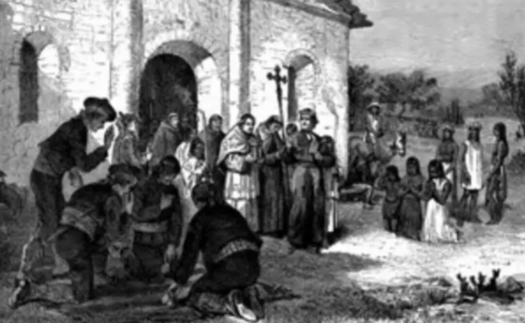 Imagén de una evangelización del libro 'Memorial', de Fray Alonso de Benavides - UNIVERSIDAD FRANCISCO DE VITORIA - Archivo. Imagen: Europa Press