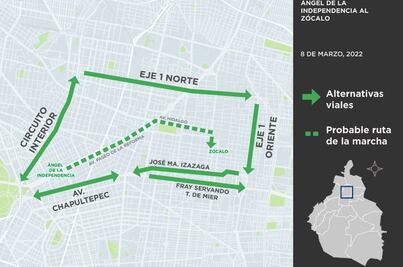 Mapa. Así será el recorrido, horarios y cortes viales para la marcha de mujeres del 8M