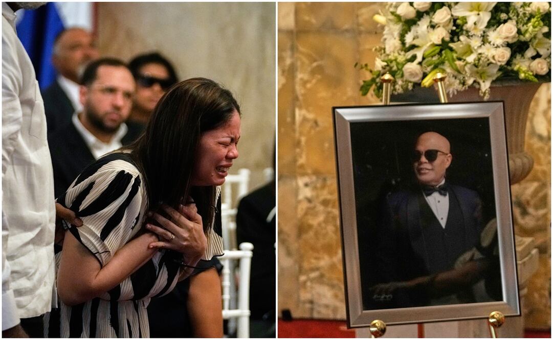 Zulinka, hija del cantante dominicano Rubby Perez , que falleció al derrumbarse el techo del centro nocturno Jet Set mientras daba un recital de merengue, llora en el velorio del artista, en el Teatro Nacional Eduardo Brito en Santo Domingo, República Dominicana. Foto: (AP Foto/Matias Delacroix)