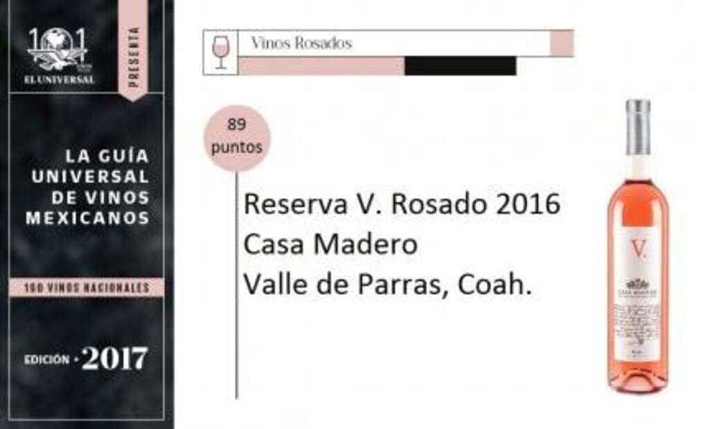Guía Universal de Vinos: Reserva V rosado 2016 Casa Madero