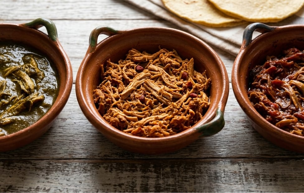 Para utilizar mole verde, cochinita o setas, la clave es reducir el guisado hasta que quede espeso y sin caldo sobrante. Foto: generada con IA.