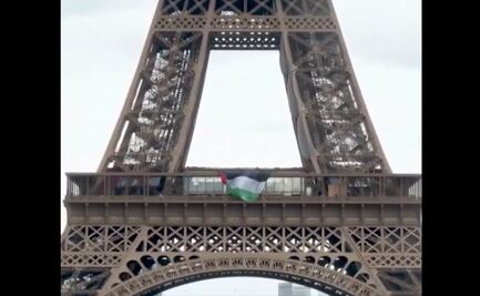 VIDEO: Detienen a 6 personas por desplegar bandera de Palestina en la Torre Eiffel; fue por "poner en peligro la vida de terceros"