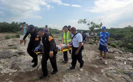 Por una "selfie", mujer resbala y se fractura pierna en Cascada de Juan Capitán en Ciudad Victoria