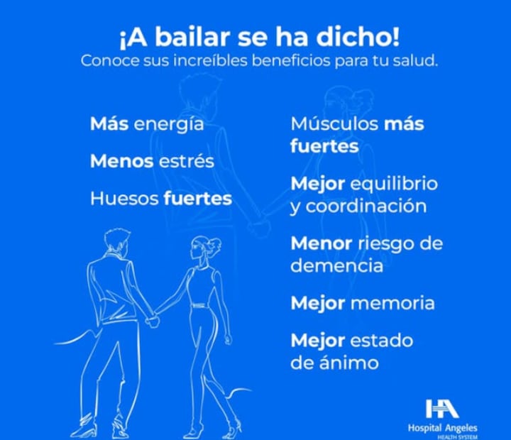 Beneficios de bailar. Foto: Hospital Ángeles.