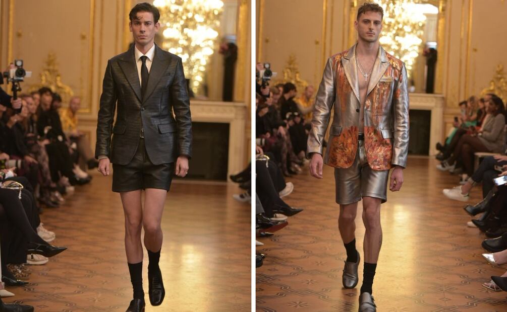 La marca mexicana Sereno del Sordo incluye trajes con pantalones cortos en su colección de primavera 2025. Foto: Especial