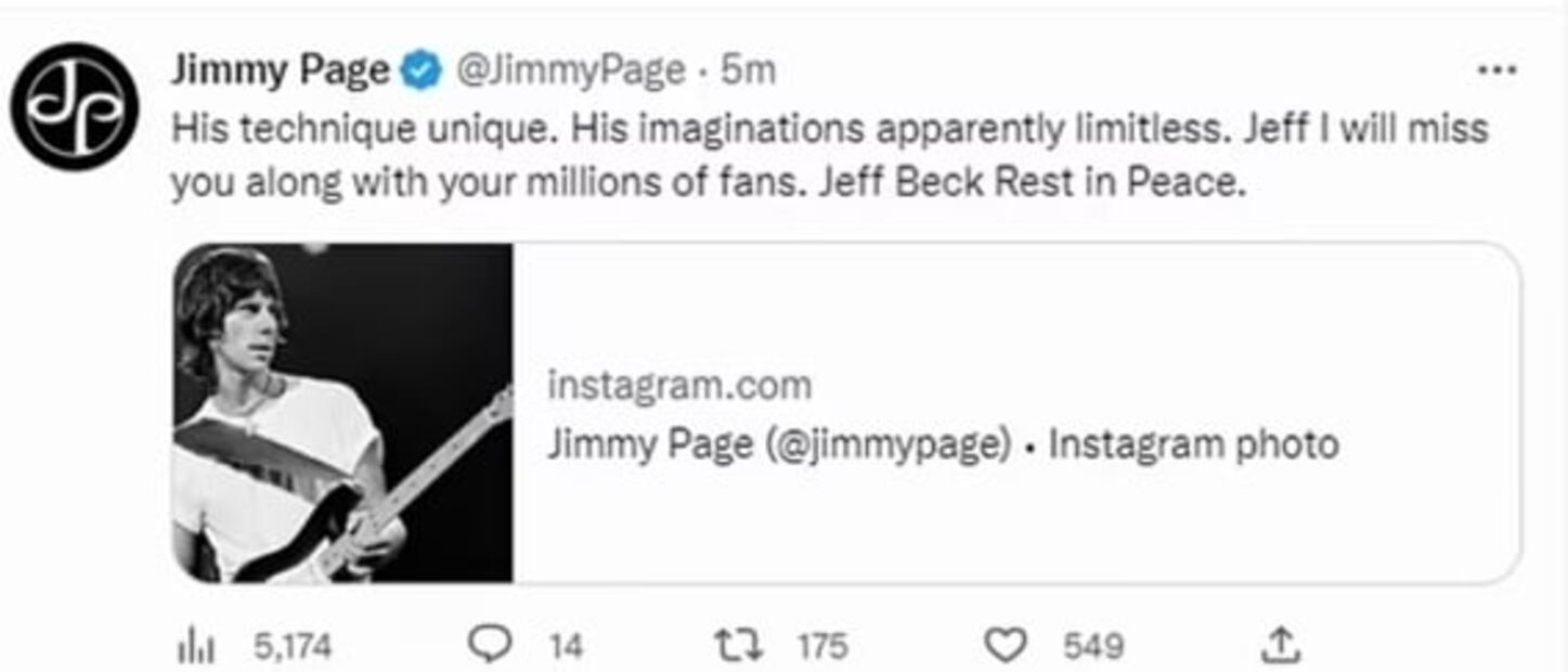 Estrellas de rock despiden a Jeff Beck: "No tenía límites", dice Gene Simmons