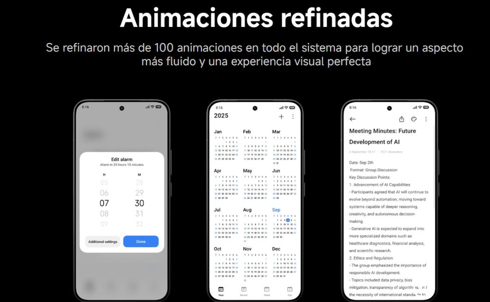 Todas las funciones que Xiaomi incorpora en el HyperOs 3 están basadas en las funciones de Android 16. Foto: Xiaomi