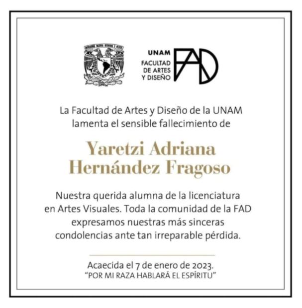 UNAM lamenta fallecimiento de la estudiante Yaretzi en la tragedia de la Línea 3 del Metro