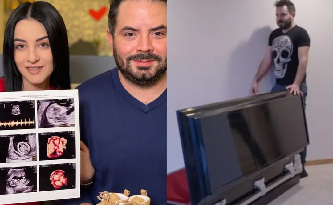 En la fotografía se observa el ataúd que José Eduardo tiene en su hogar. Foto: Vía redes sociales Eduardo Derbez y captura de pantalla del canal de Youtube de la comediante Isabel Fernández.