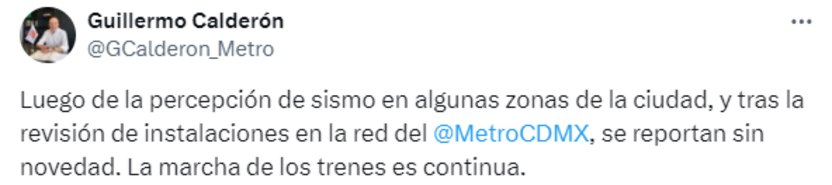 Informe del Metro CDMX tras Microsismo en CDMX. Foto: Especial