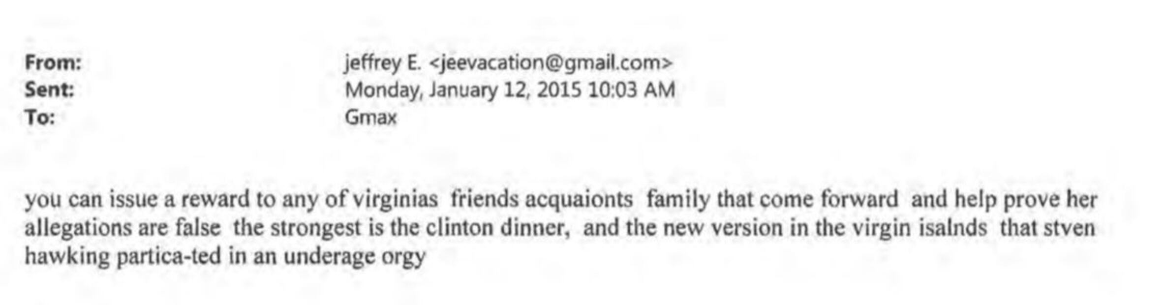 Documentos de Epstein son fake news. Foto: Captura de pantalla