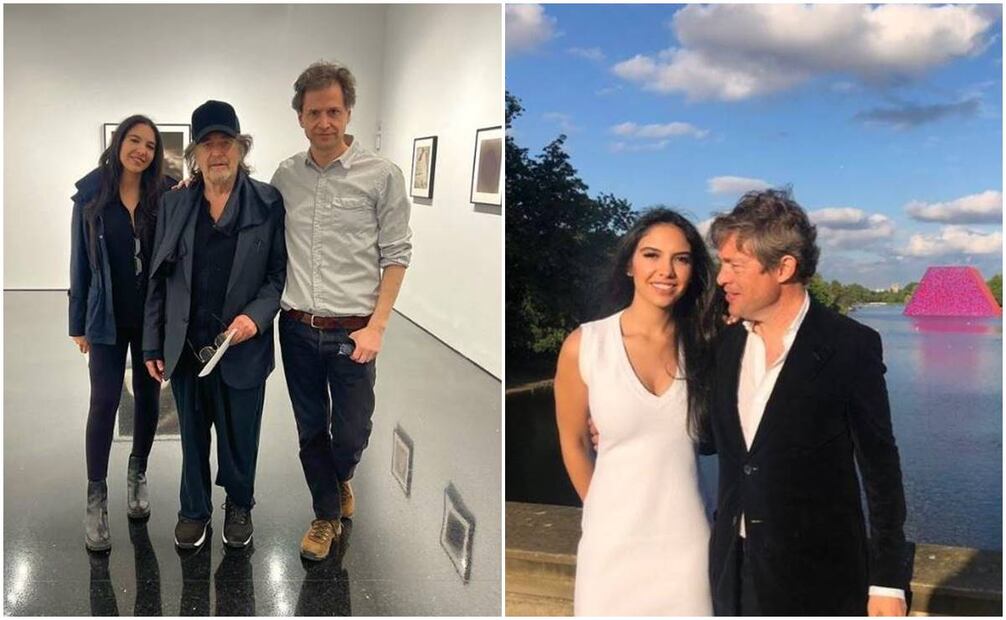 Noor Alfallah con Al Pacino y el multimillonario Nicolas Berggruen. Foto: Instagram nooralfallah