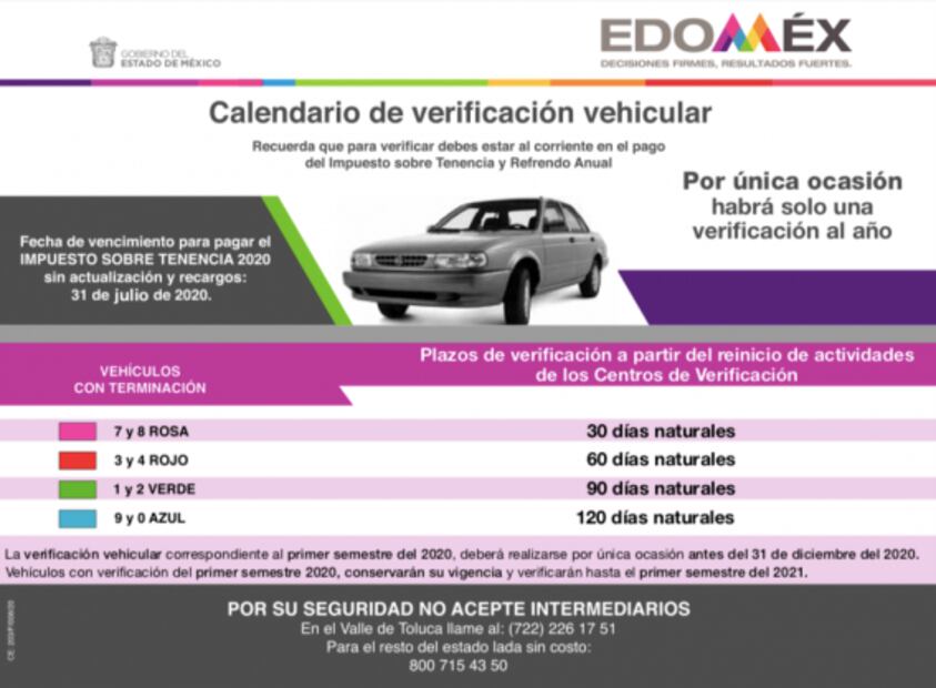 Verificación Extemporánea 2020 en el Edomex, ¿cómo agendar una cita?