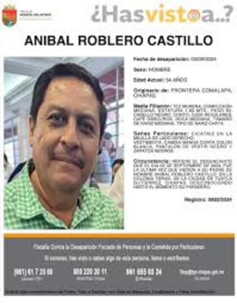 Reactivan búsqueda del excandidato del PT en Frontera Comalapa, Chiapas tras 253 días desaparecido. Foto: Especial