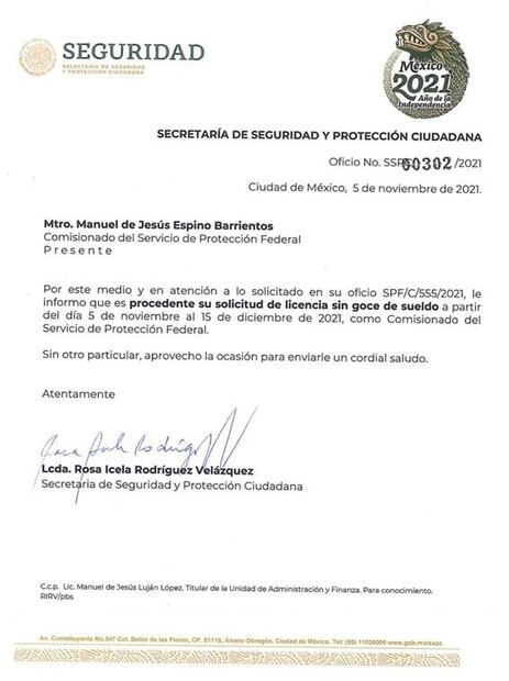 Manuel Espino deja el Servicio de Protección Federal; busca candidatura por Morena