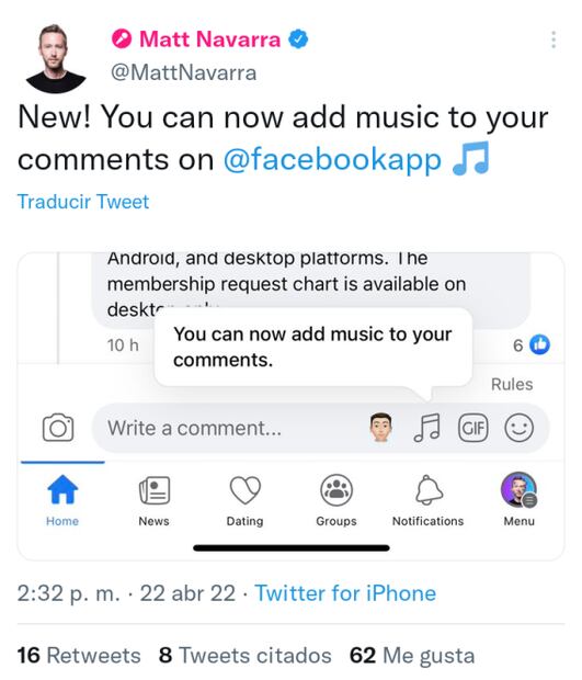 Así puedes poner un comentario con música en Facebook