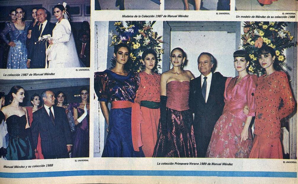 Homenaje en la antigua sección de estilo de vida, "Nuestro Mundo", a los 20 años (o las cuarenta colecciones) del diseñador Manuel Méndez, en marzo de 1989. Hemeroteca EL UNIVERSAL.