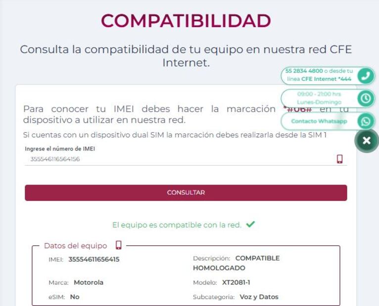 Cómo revisar la compatibilidad del chip de la CFE con mi celular. Foto: Captura de pantalla