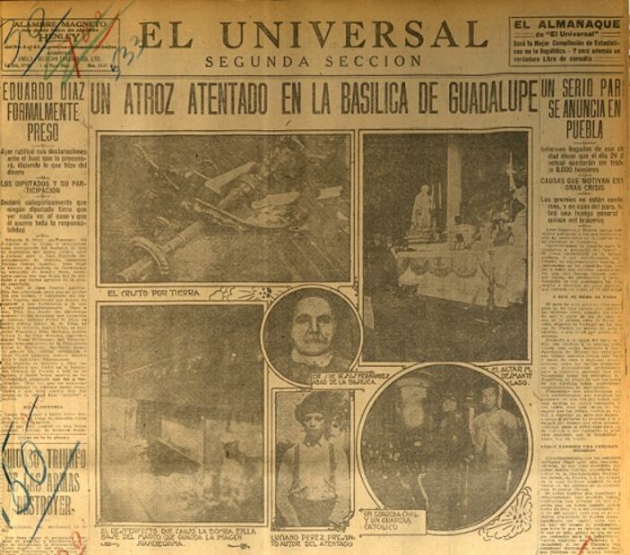 El atentado hacia la Virgen de Guadalupe que desató la ira de fieles hace 100 años