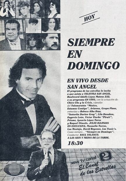 Televisa transmitió fragmentos de “México, Estamos Contigo” en su barra de Siempre en Domingo para que los mexicanos vieran el esfuerzo internacional realizado por la cadena SIN. Foto: Hemeroteca EL UNIVERSAL.