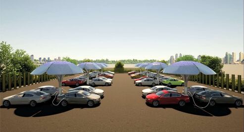 Una “electrolinera” en forma de árbol que “hace fotosíntesis”