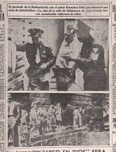 La mañana del 8 de abril de 1941, la Ciudad de México fue sacudida por un macabro descubrimiento en las alcantarillas de la colonia Roma, los restos humanos encontrados señalaban como única sospechosa a Felicitas Sánchez que ya se había dado a la fuga. Foto: Hemeroteca El Universal.