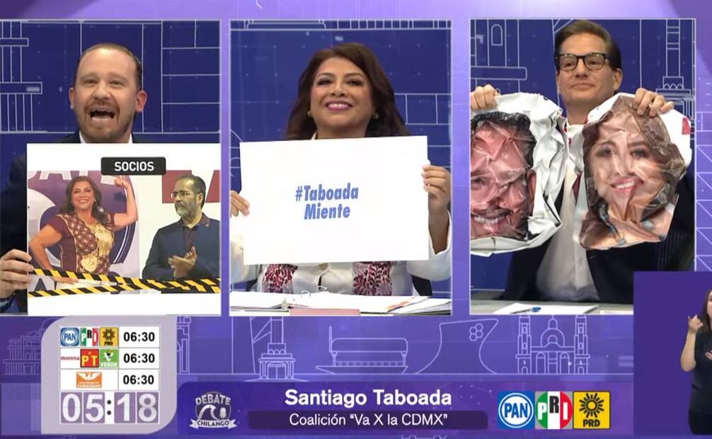 Santiago Taboada, Clara Brugada y Salomón Chertorivski en segundo debate chilango / Captura de pantalla