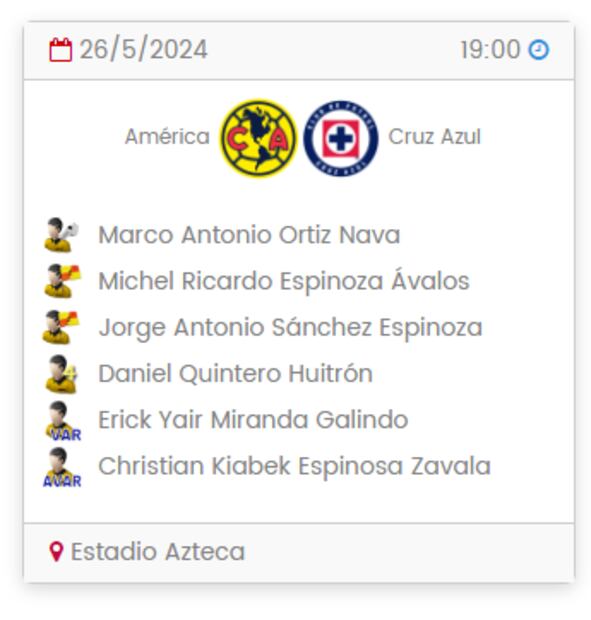 Así será la designación arbitral para la final