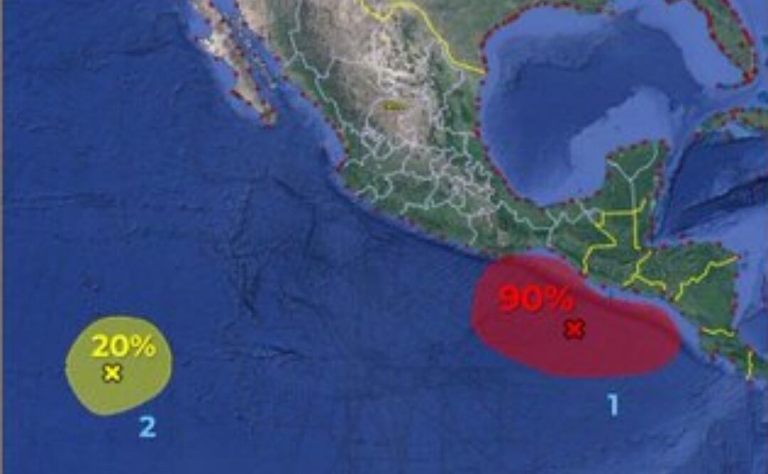 El Servicio Meteorológico Nacional (SMN) indicó que “Pilar” es una zona de baja presión al sur de la frontera entre México y Guatemala, generada a partir de los remanentes de la depresión tropical 21. Foto: @conagua_clima