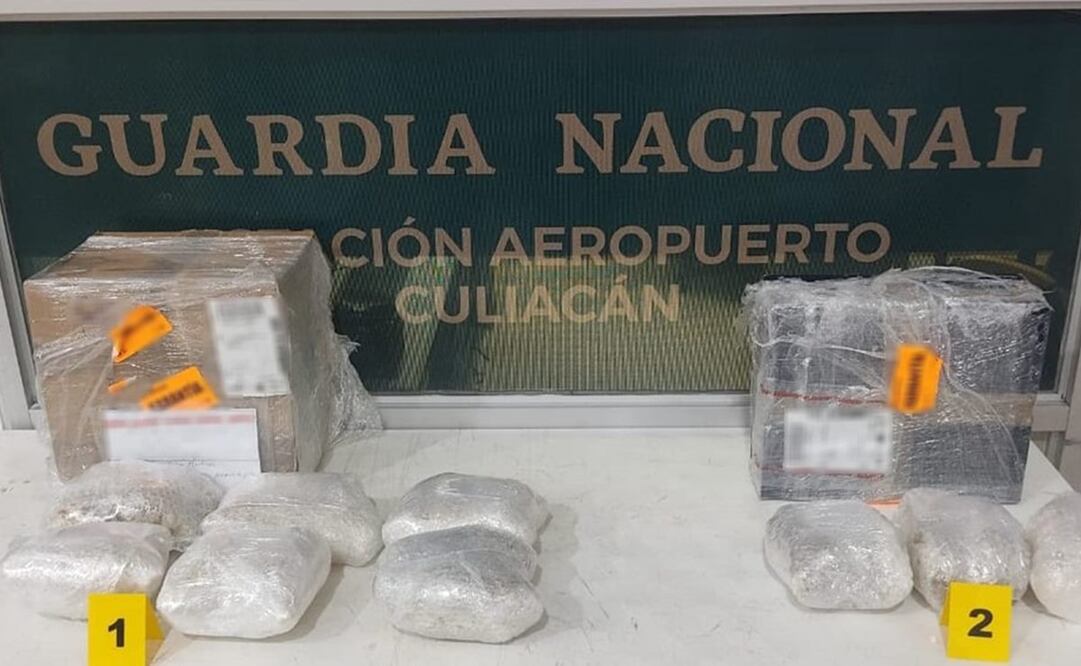 Decomiso de metanfetamina de Guardia Nacional en Aeropuerto de Culiacán, Sinaloa. Foto: Especial