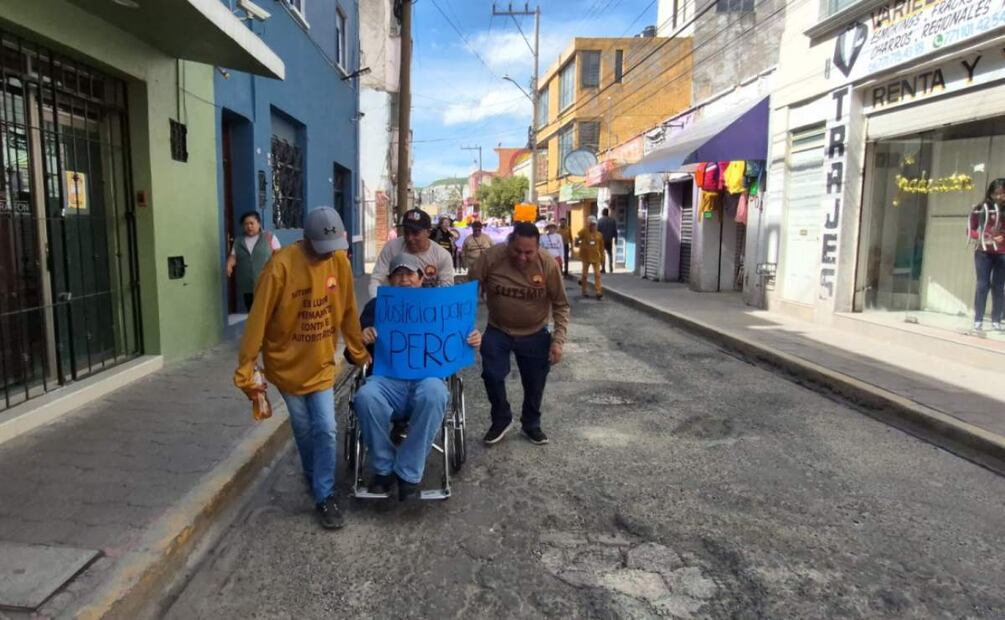 Trabajadores exigen liberación de líder sindical en Pachuca (28/06/2025). Foto: Especial