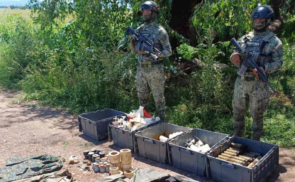 Marina inhabilita bodega del crimen organizado en Sinaloa y destruye material para elaborar explosivos. Foto: Especial